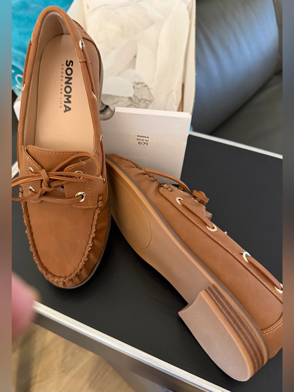 SONOMA Cognac Brown Leather Moccasin Loafers